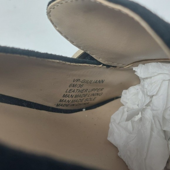 Vince Camuto Giuliann Black Suede Leather Fringe Block Heel Pumps Size 6 M - Picture 6 of 8